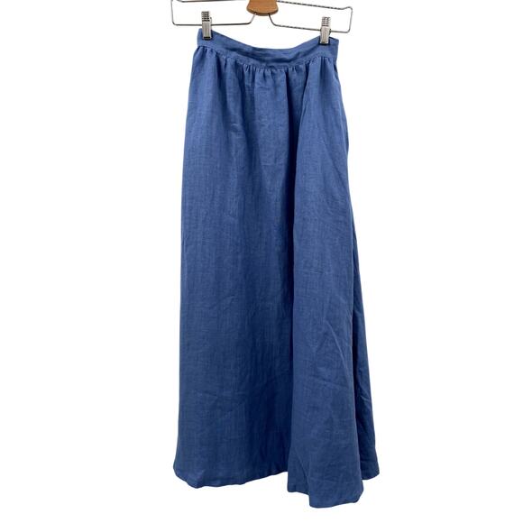 Linen Handmade Studio Cornflower Blue Shay Maxi Skirt - Picture 2 of 6